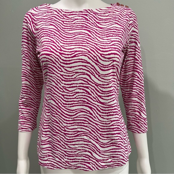 J. McLaughlin Tops J Mclaughlin Wavesong Top Boatneck Buttons Pink